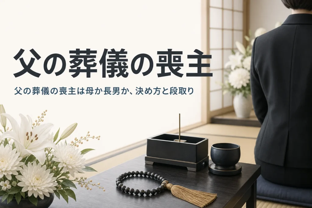 父の葬儀の喪主の決め方と段取りを紹介する記事のアイキャッチ