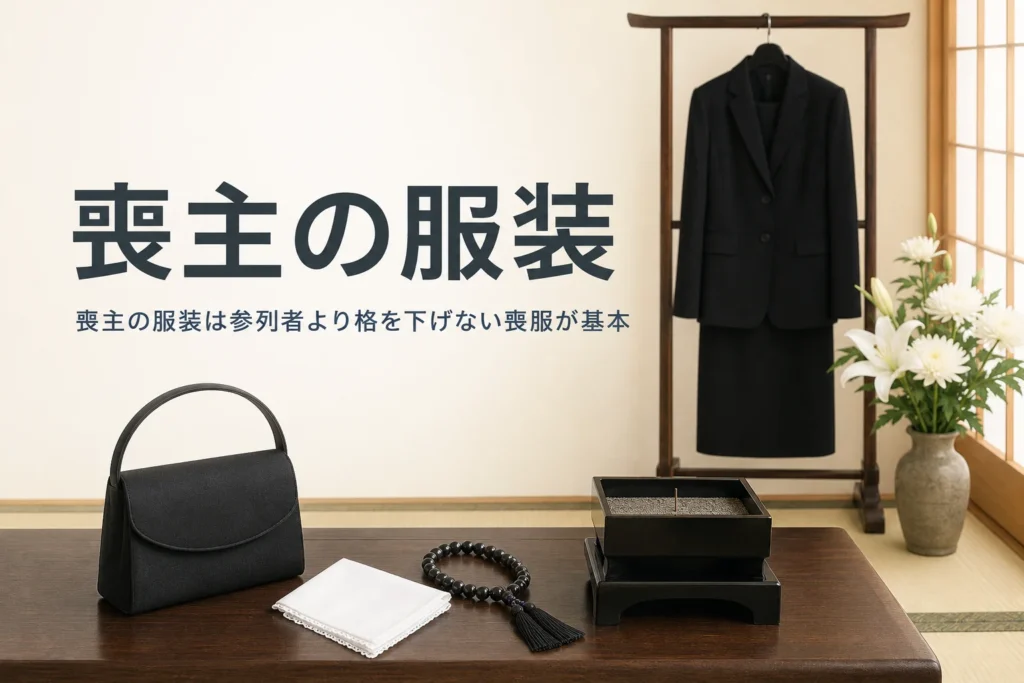 喪主の服装を男性・女性に分けて紹介する記事のアイキャッチ