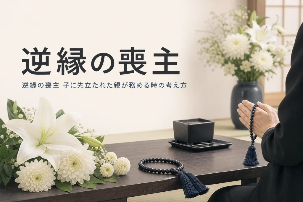 逆縁の喪主の考え方を解説する記事のアイキャッチ