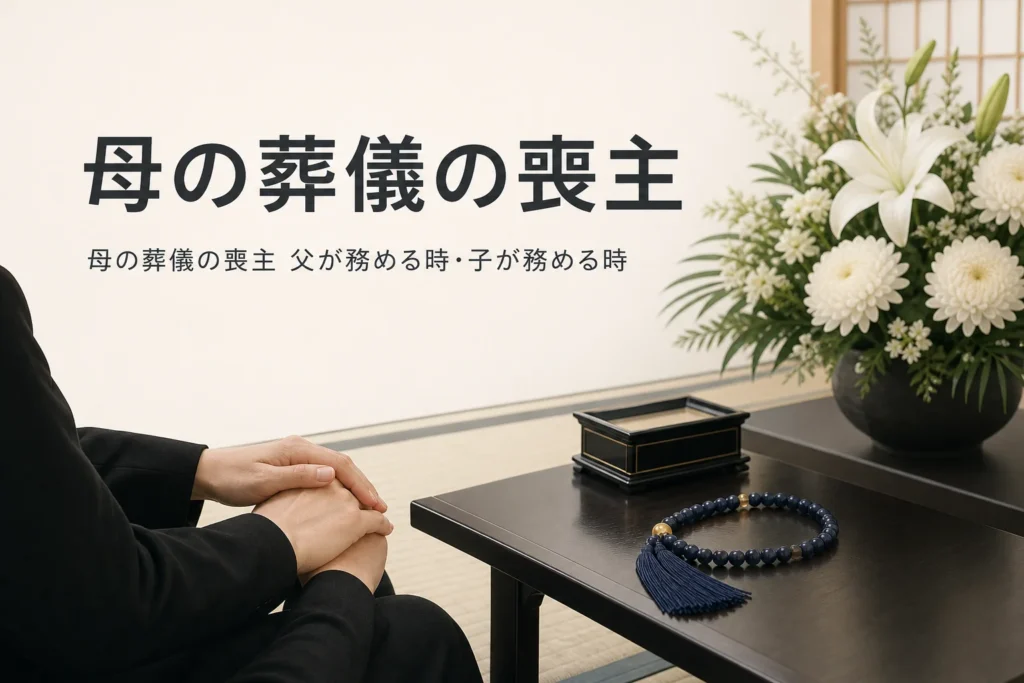 母の葬儀の喪主を父が務める時と子が務める時を解説する記事のアイキャッチ