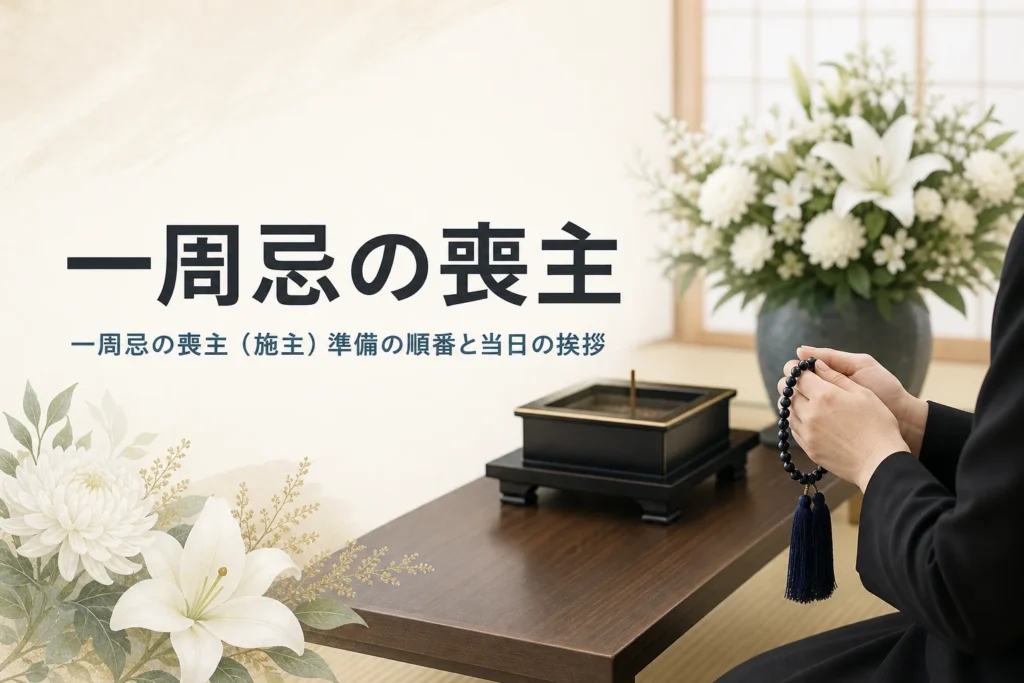 一周忌の喪主（施主）の準備と挨拶を紹介する記事のアイキャッチ