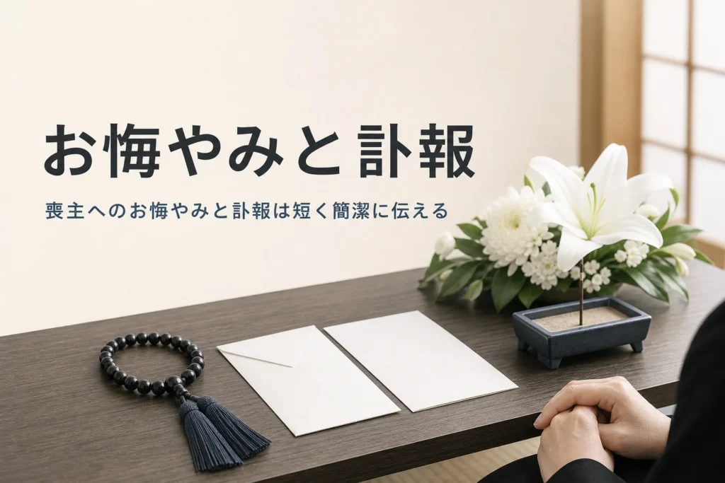 喪主へのお悔やみの言葉と訃報の書き方を紹介する記事のアイキャッチ