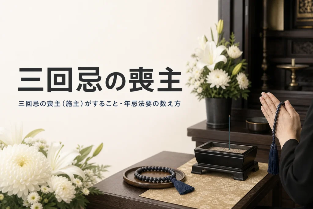 三回忌・七回忌・十三回忌の喪主（施主）を解説する記事のアイキャッチ