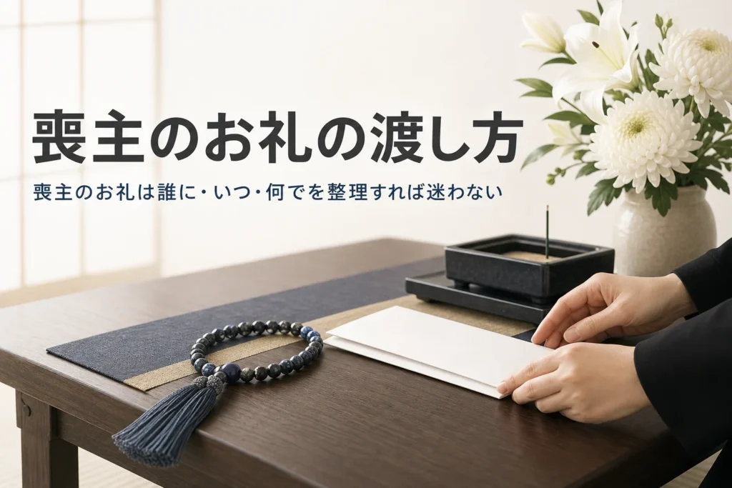 喪主のお礼の渡し方を紹介する記事のアイキャッチ