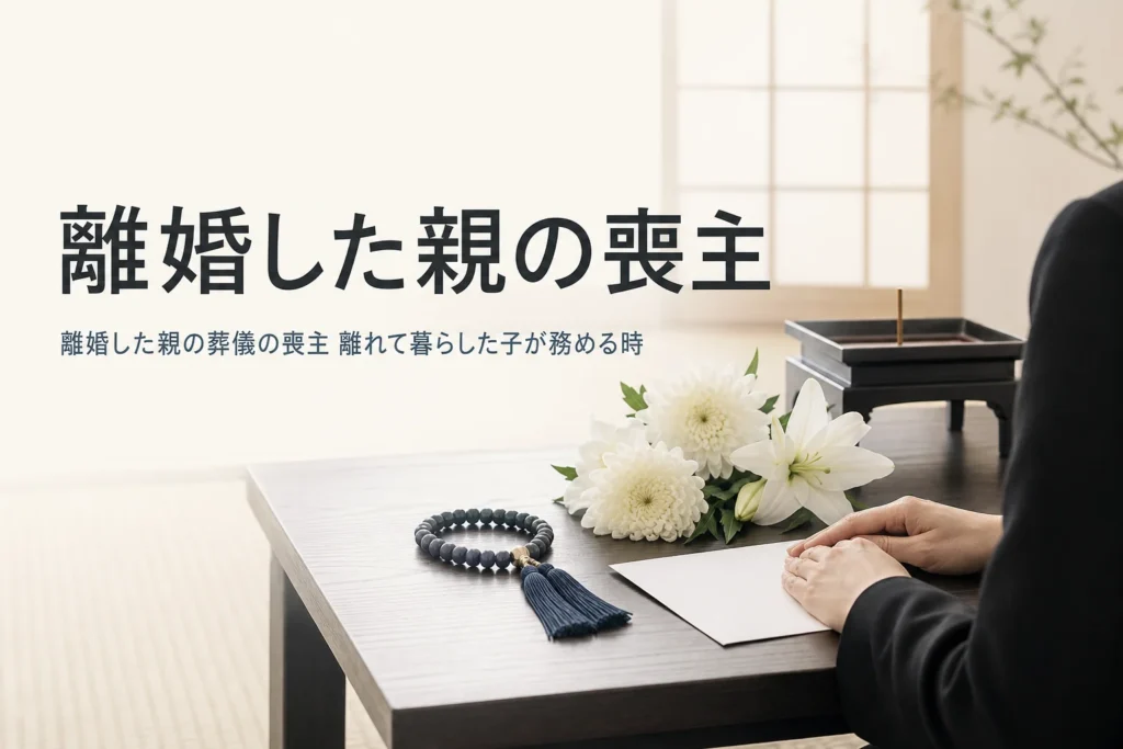 離婚した親の葬儀で喪主を務める時の考え方を解説する記事のアイキャッチ