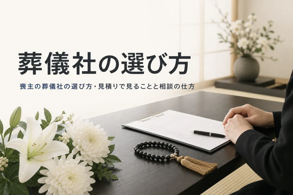 喪主が葬儀社を選ぶ時のポイントを解説する記事のアイキャッチ